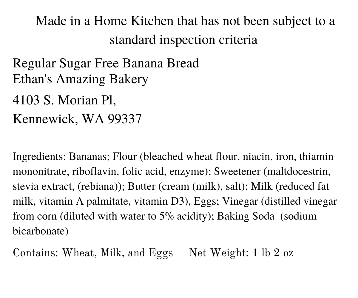 Sugar Free Banana Bread